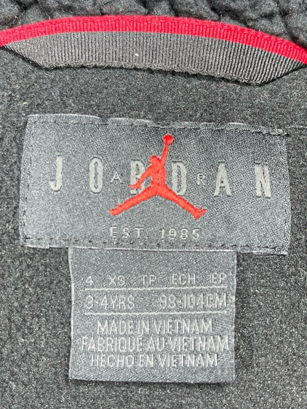 Jordan Red and Black Kids Puffer Jacket with Hood